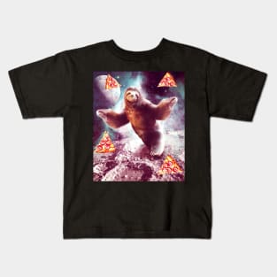 Funny Space Sloth With Pizza Kids T-Shirt